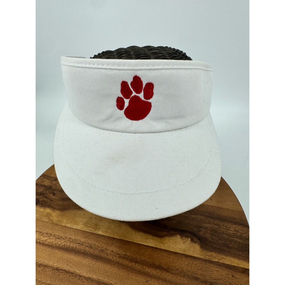 Clemson University Visor White Women's Adjustable Strap Sun‎ Hat Vintage USA